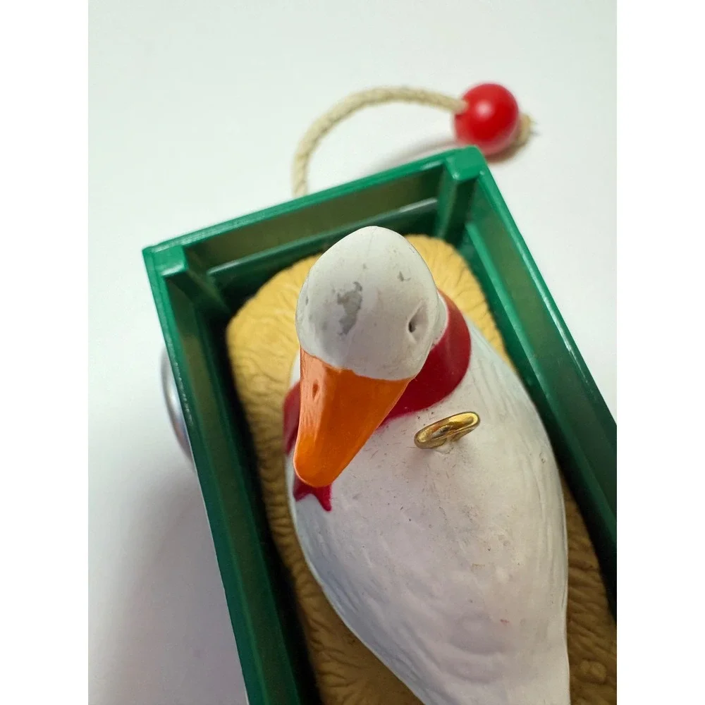 Vintage 1990 Hallmark Keepsake Goose in Wagon Welcome Christmas Ornament